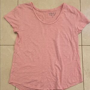 LOFT Soft Rose Pink Short Sleeve T-shirt Size S Rounded hem Scoop neck
